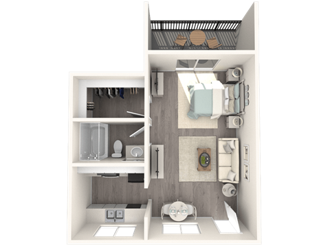a floor plan of a 1 bedroom apartment